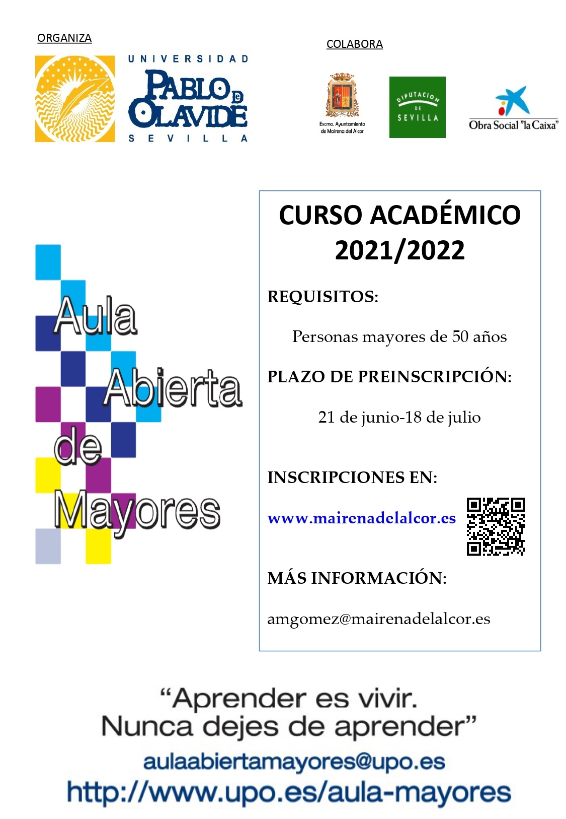 Cartel Aula Abierta Mayores 20212022