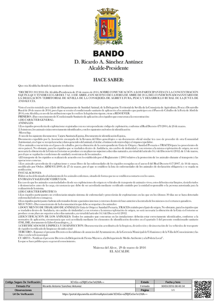 Bando Condicionado Sanitario Feria 2016