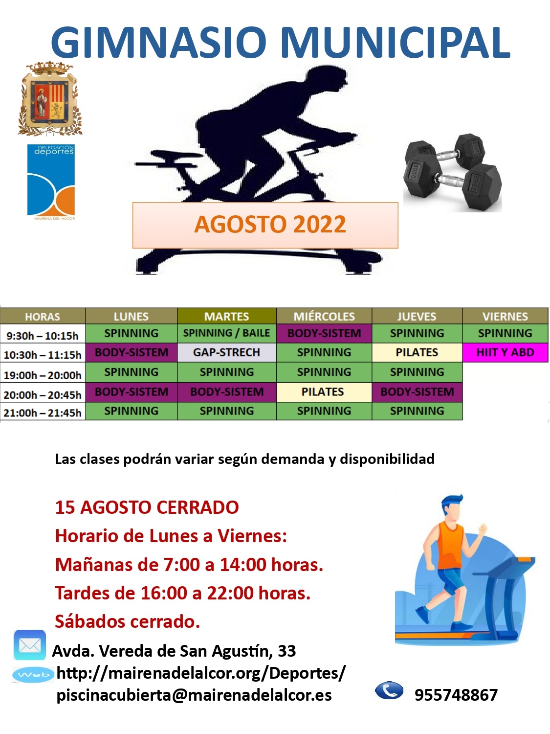 CARTEL Gimnasio AGOSTO 2022