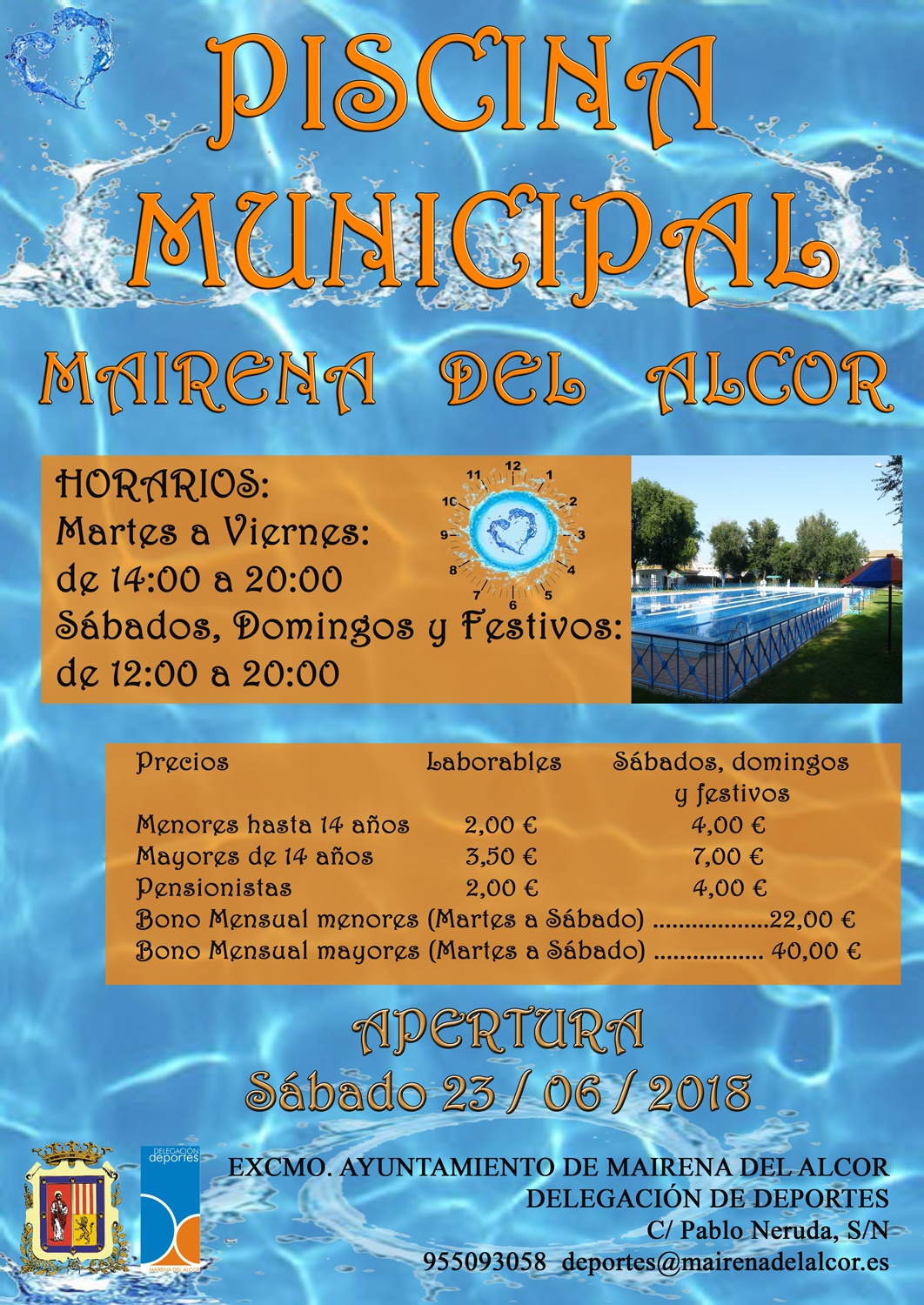 CARTEL PISCINA VERANO 2018 PRECIOS