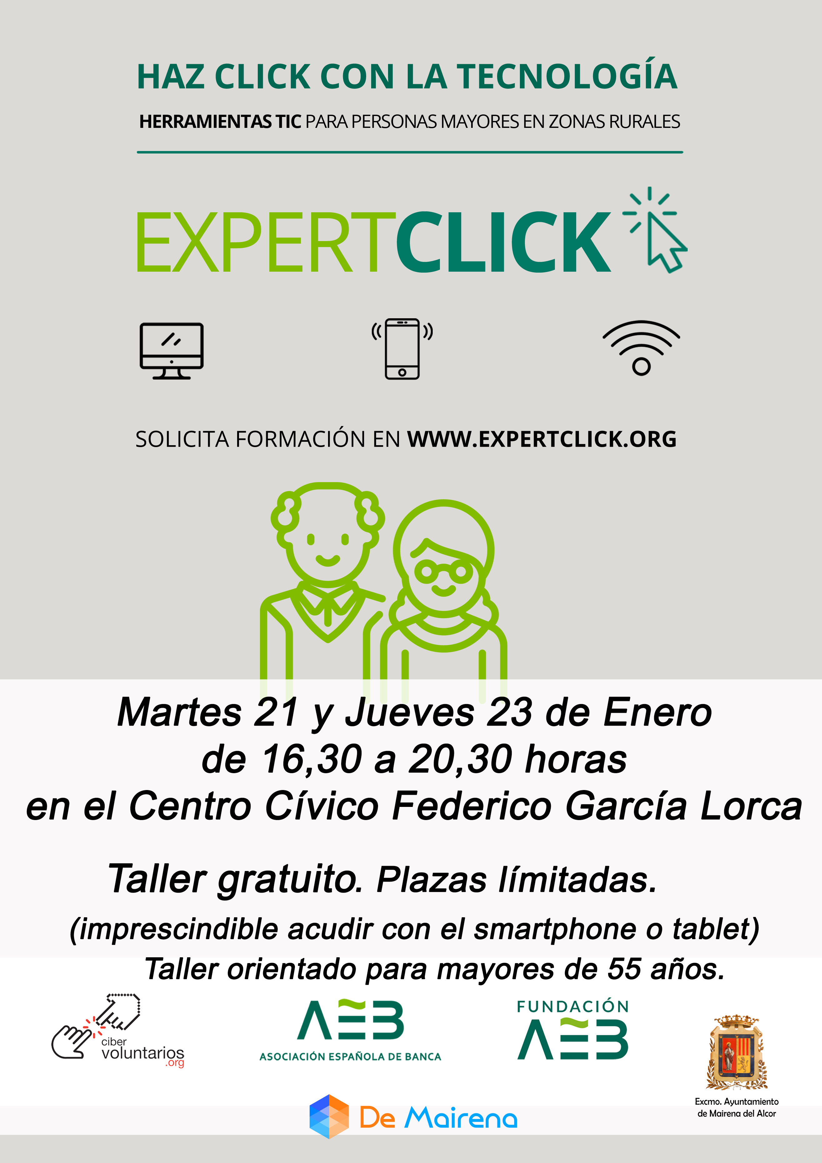 CARTEL TALLER HERRAMIENTAS TIC PARA PERSONAS MAYORES