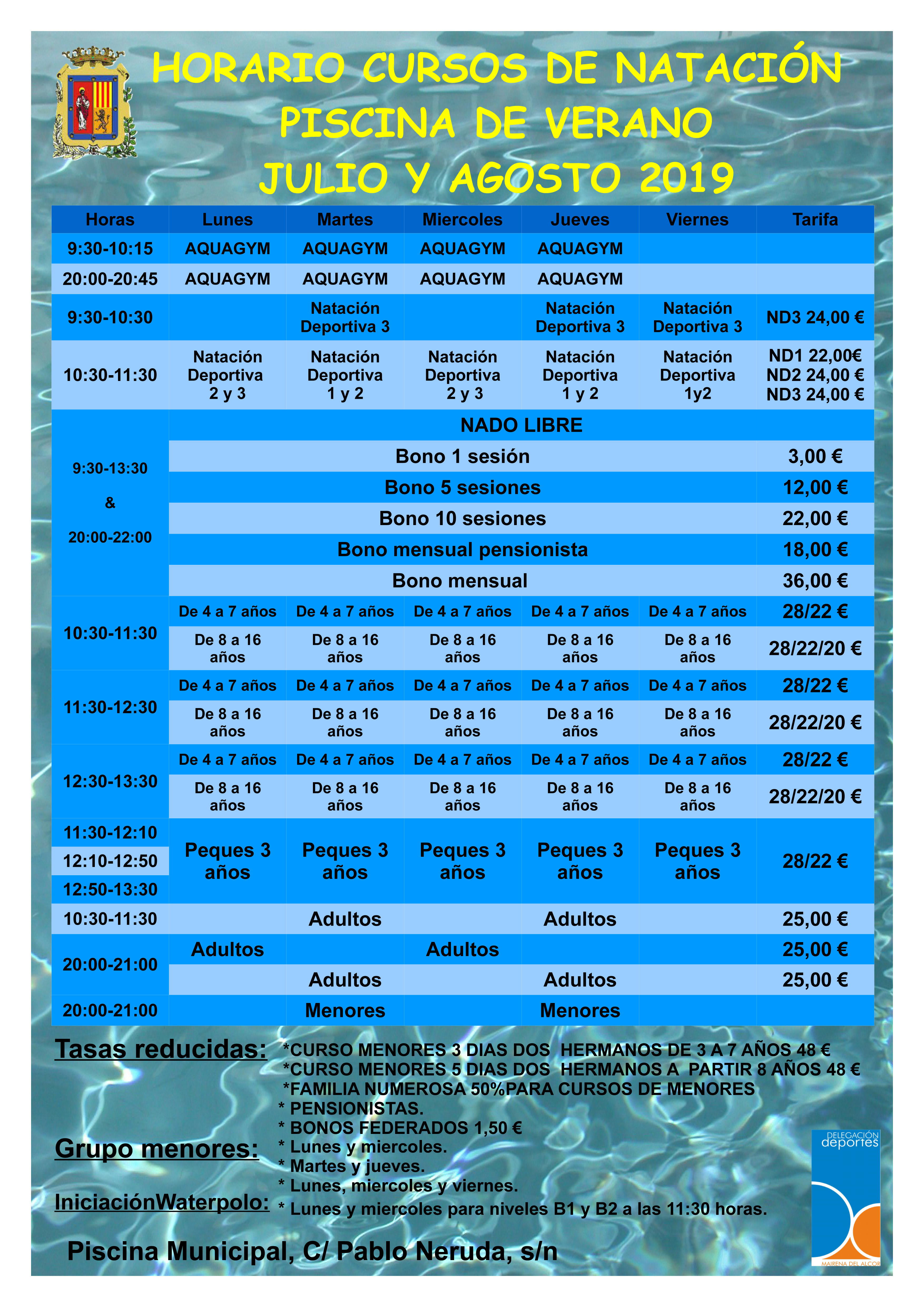 Horarios cursos de natación 2019WEBFINAL