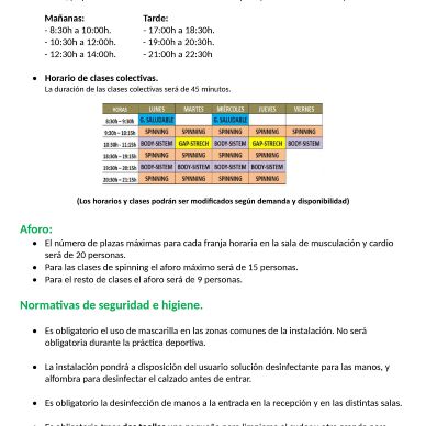 Normas Gimnasio Municipal Covid192