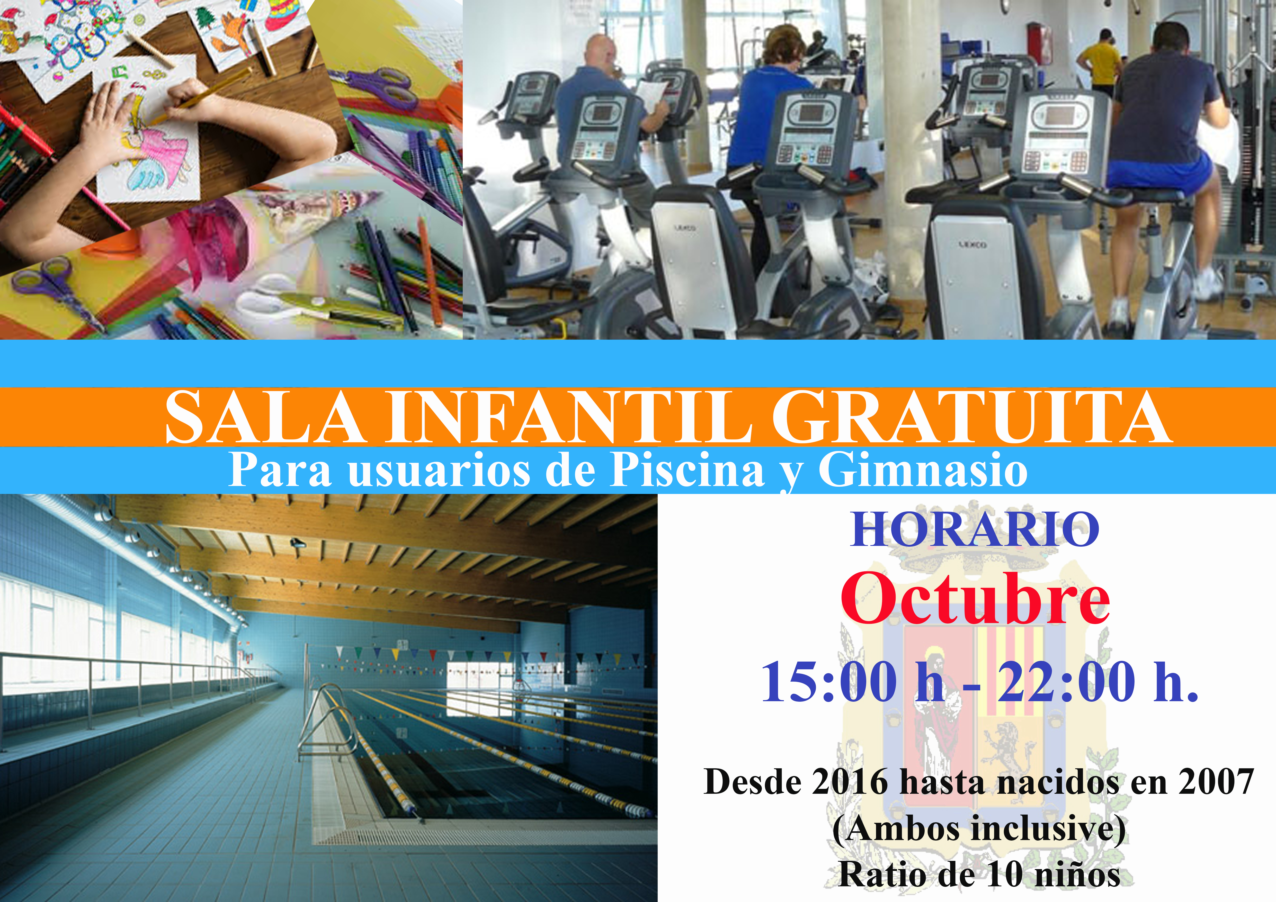cartel guarderia piscina gym OCTUBRE
